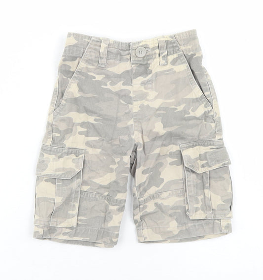 Marks and Spencer Boys Green Camouflage Polyester Cargo Trousers Size 12-18 Months  Button