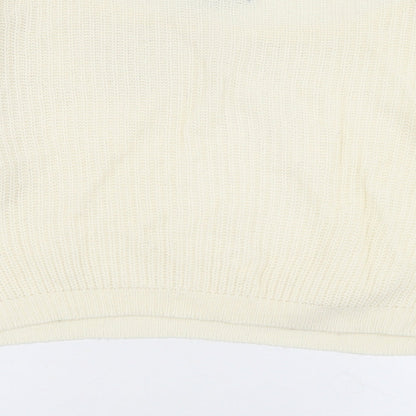 PRETTYLITTLETHING Womens White Round Neck  Acrylic Pullover Jumper Size S