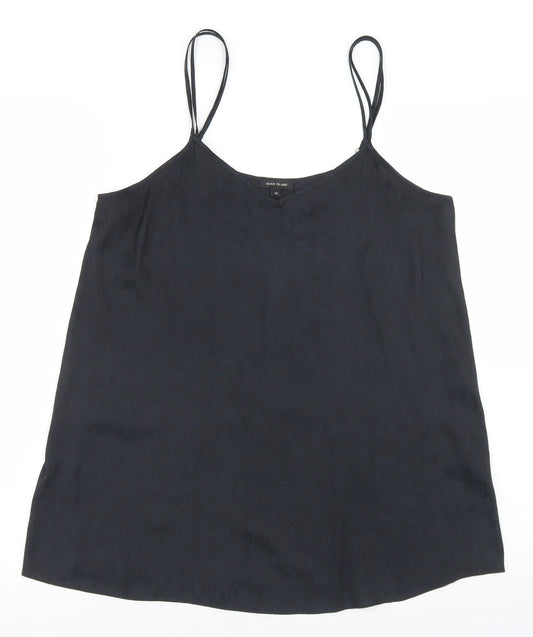River Island Womens Black Animal Print Polyester Camisole Blouse Size 10 Round Neck