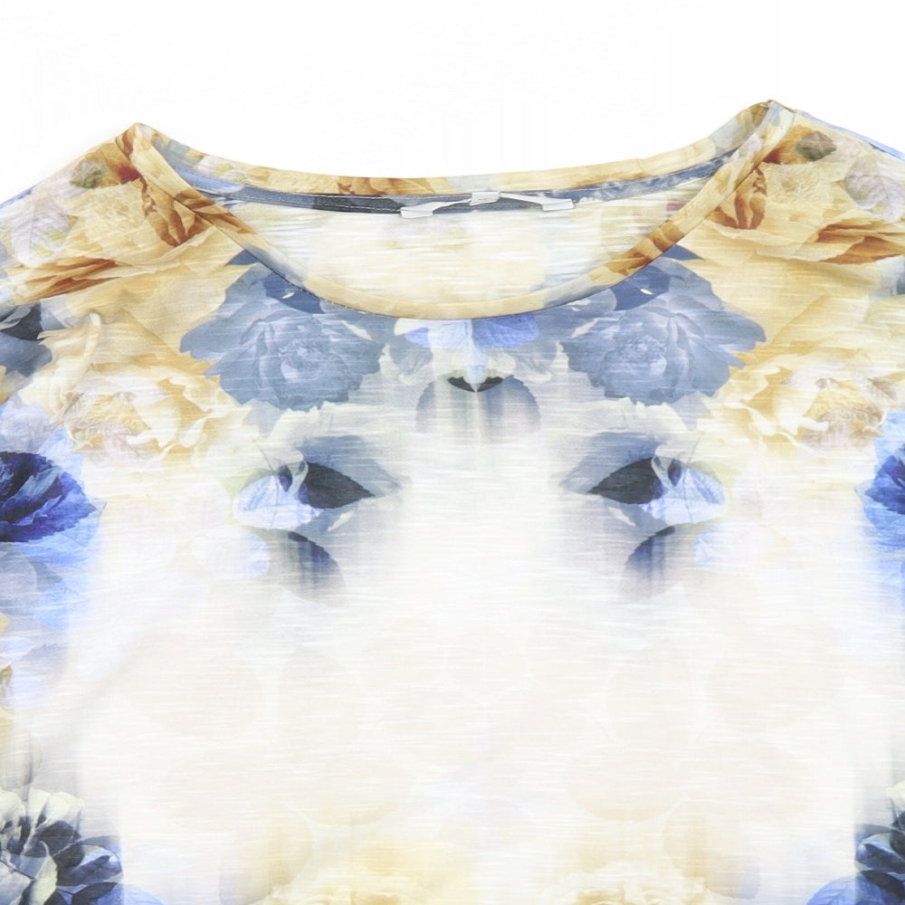 NEXT Womens Multicoloured Floral Polyester Basic T-Shirt Size 8 Round Neck