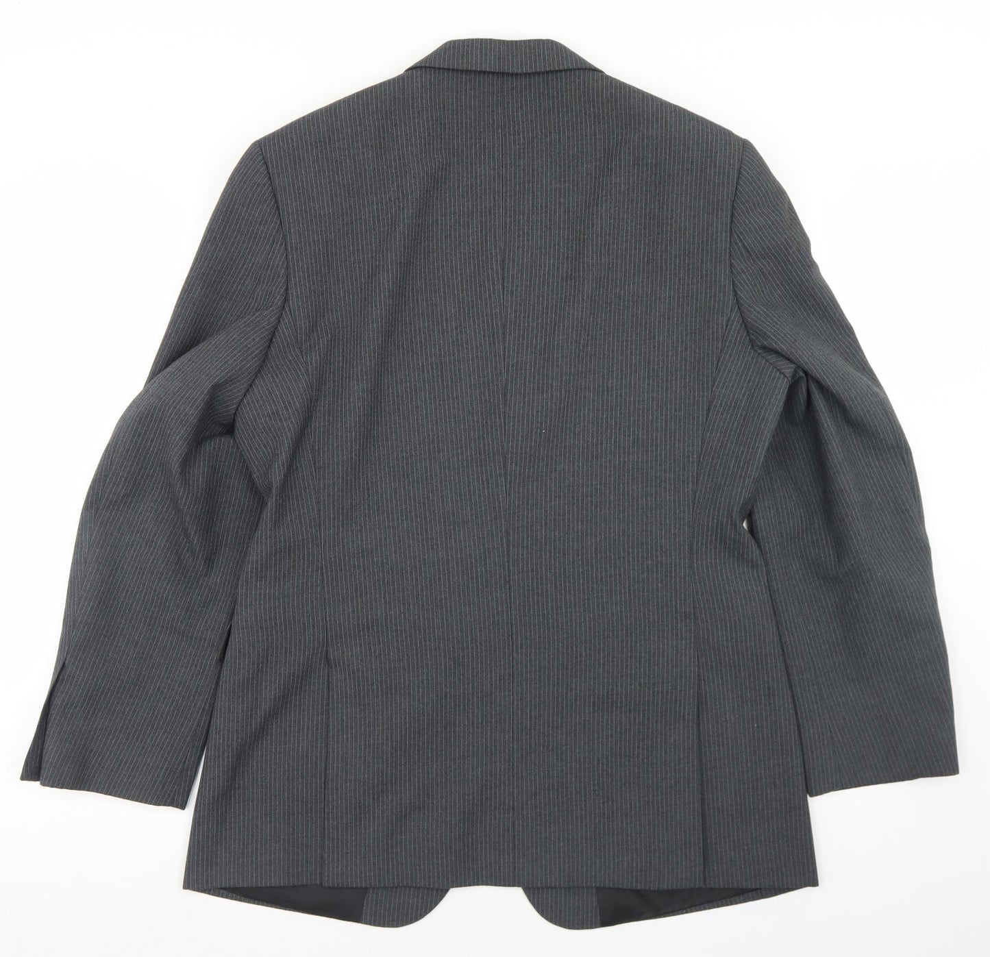 Jack Reid Mens Grey Striped Polyester Jacket Blazer Size 38
