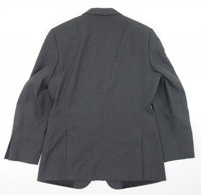 Preloved Jack Reid Mens Grey Striped Polyester Jacket Blazer Size 38 - Back