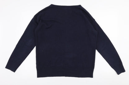 Next Womens Blue Round Neck  Acrylic Pullover Jumper Size 12