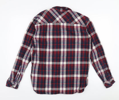 Marks & Spencer Mens Multicoloured Plaid Cotton  Button-Up Size S Collared Button