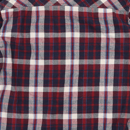 Marks & Spencer Mens Multicoloured Plaid Cotton  Button-Up Size S Collared Button