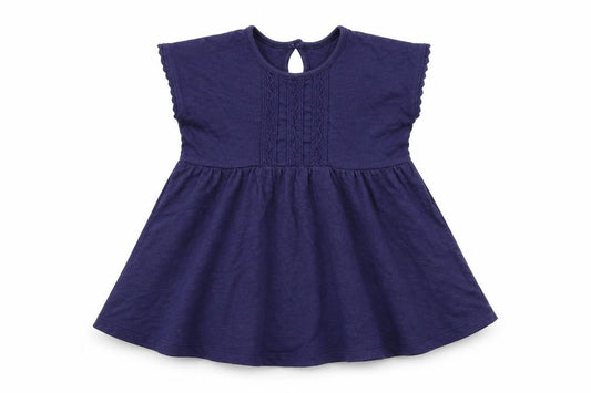 George Girls Blue  Cotton Skater Dress  Size 18-24 Months  Round Neck Button