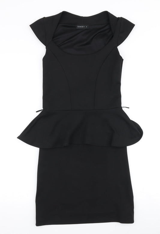 Exhibit Womens Black  Polyester Bodycon  Size 8  Round Neck Pullover