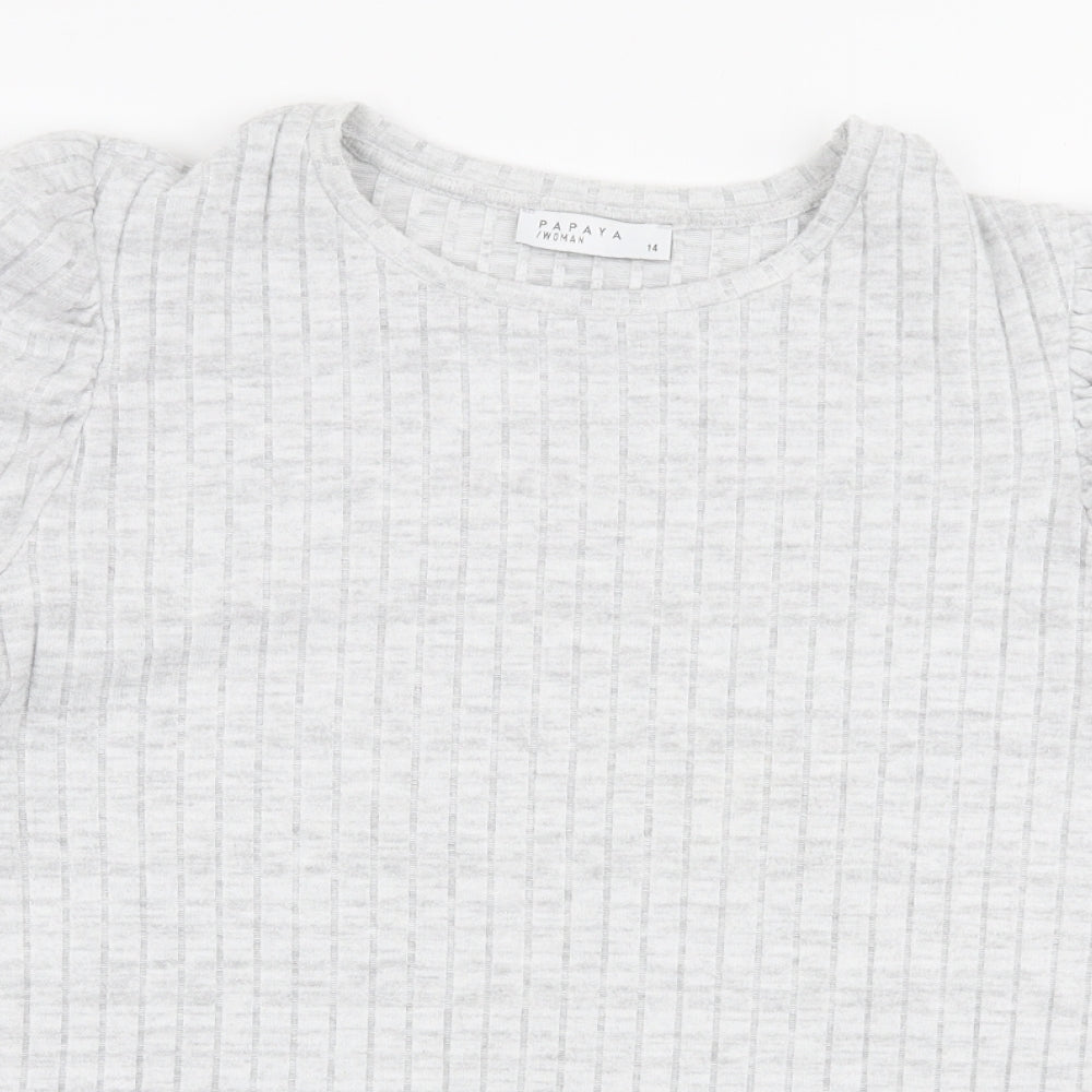 Papaya Womens Grey Round Neck  Polyester Pullover Jumper Size 14