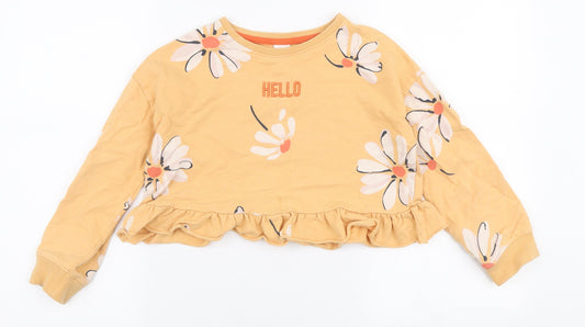 NEXT Girls Orange Floral 100% Cotton Pullover Sweatshirt Size 8 Years  Pullover - Hello