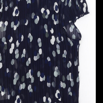 Preloved Vogue Womens Blue Polka Dot Polyester Basic Blouse Size 12 High Neck - Label