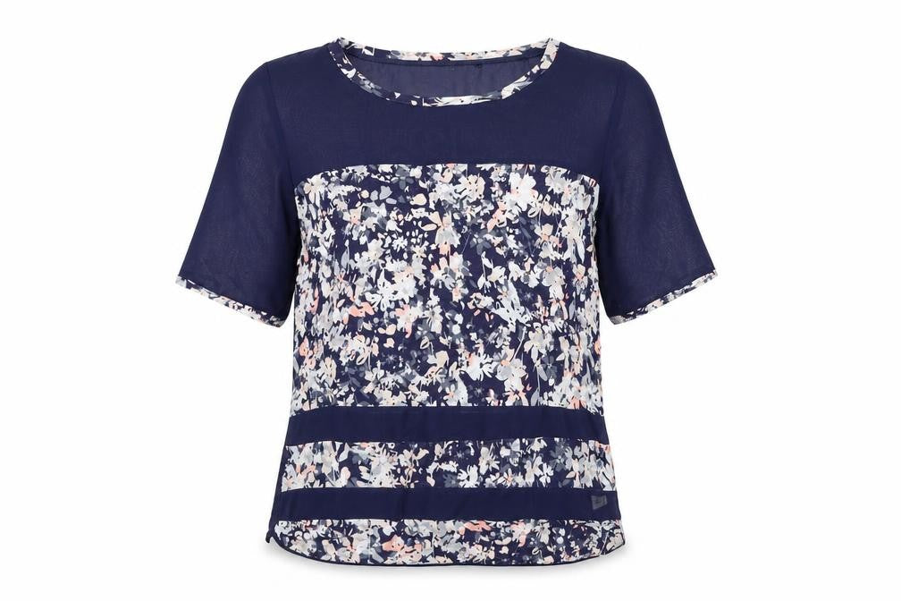 NEXT Womens Blue Floral Viscose Basic Blouse Size 10 Round Neck