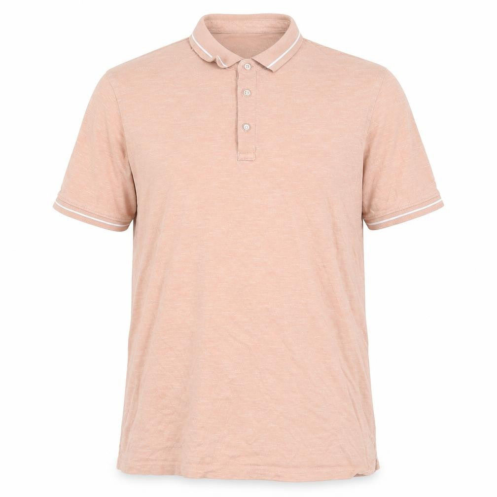 George Mens Pink  Cotton  Polo Size L Collared Button