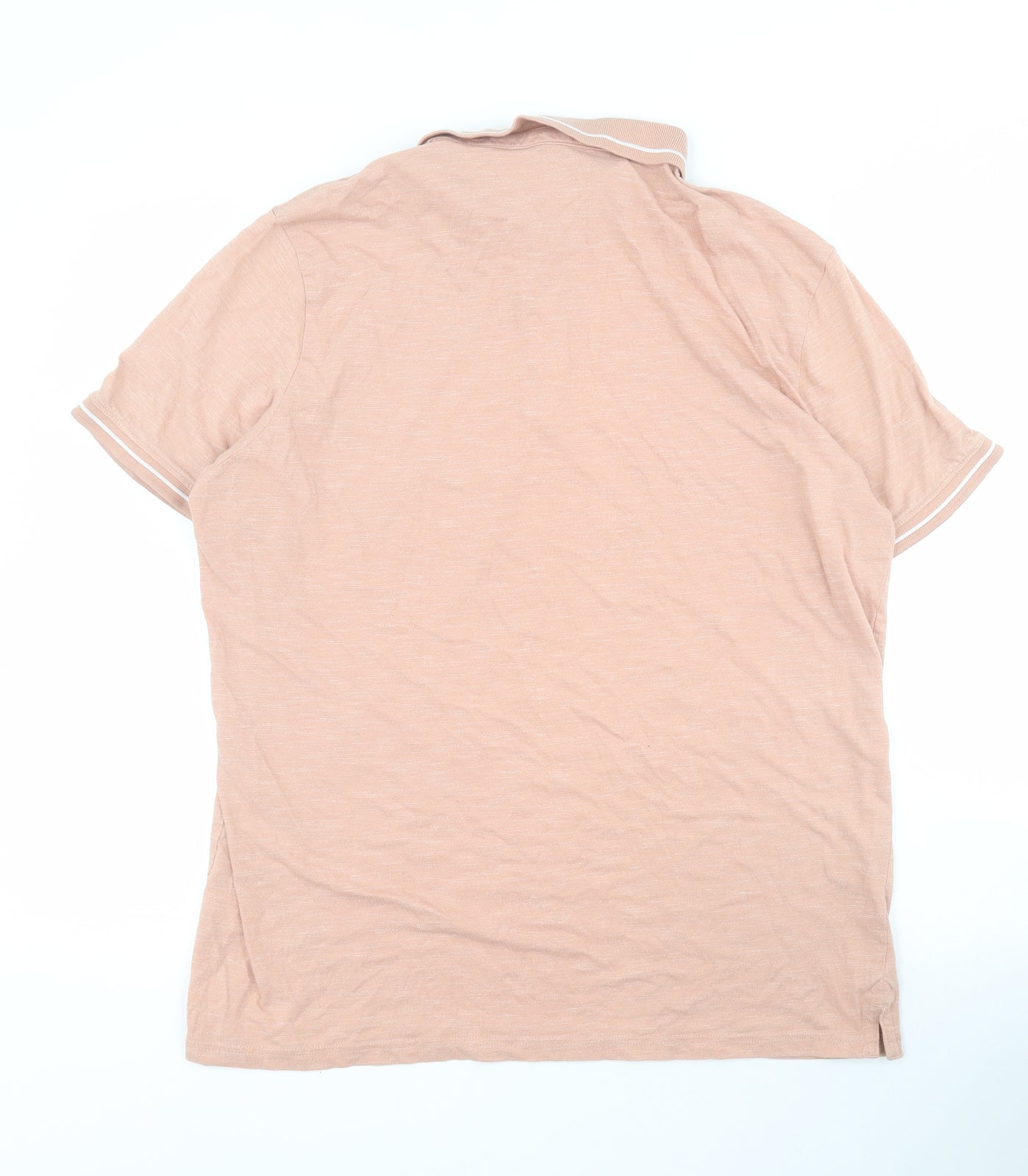 George Mens Pink  Cotton  Polo Size L Collared Button