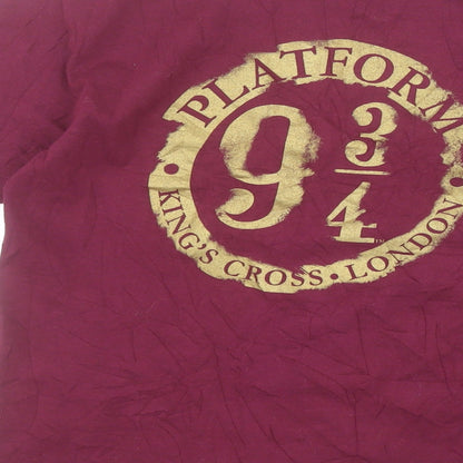 Preloved Gildan Boys Red  Cotton Pullover T-Shirt Size M Crew Neck Pullover - Harry Potter - Label