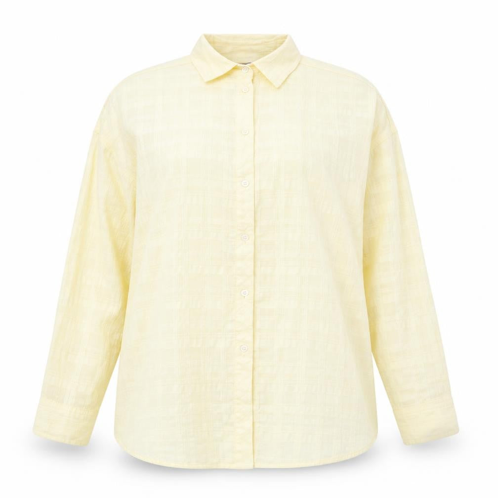 Damart Womens Yellow  Polyester Basic Button-Up Size 16 Round Neck