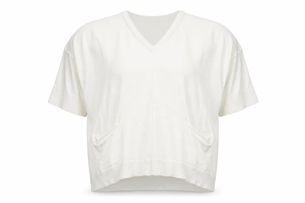 Great Plains Womens White Round Neck  Cotton Pullover Jumper Size M