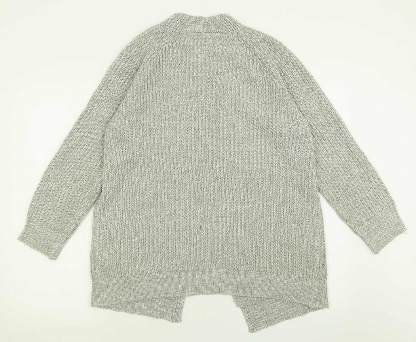 Papaya Womens Grey V-Neck  Acrylic Cardigan Jumper Size M