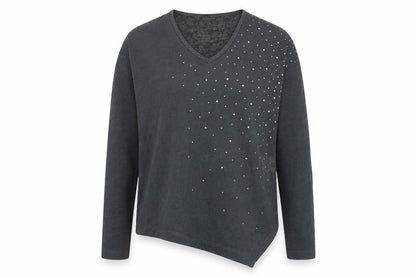 marble Womens Grey V-Neck  Polyester Pullover Jumper Size 10