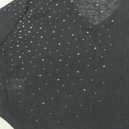 marble Womens Grey V-Neck  Polyester Pullover Jumper Size 10