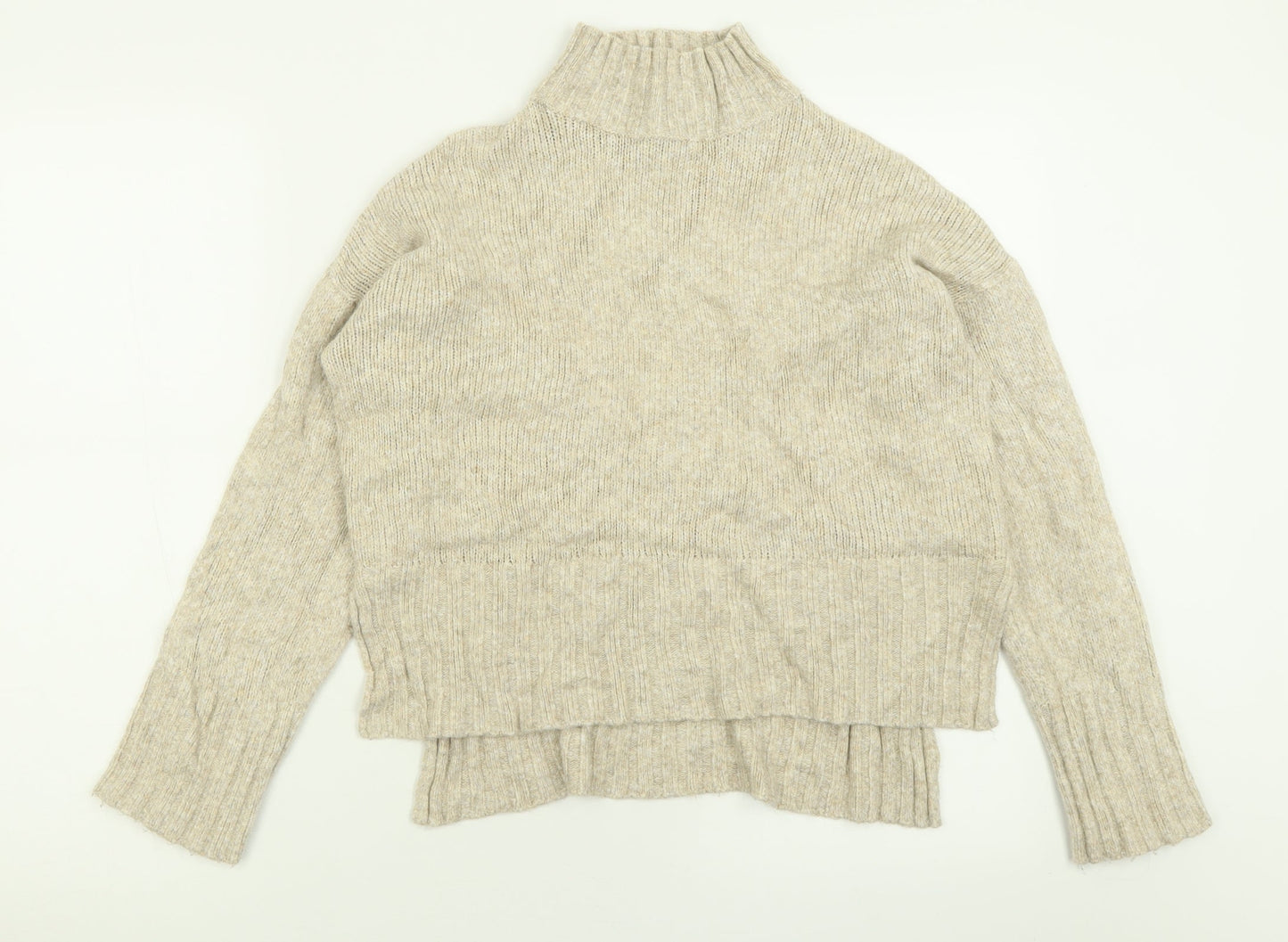 New Look Womens Beige High Neck  Acrylic Pullover Jumper Size S