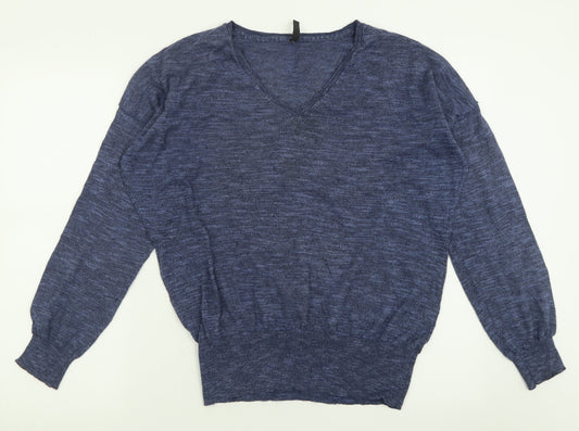 Woolworths Womens Blue V-Neck  Viscose Pullover Jumper Size S
