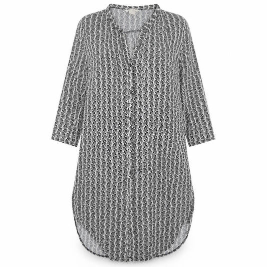 H&M Womens Black Geometric Polyester Shirt Dress  Size S  V-Neck Button