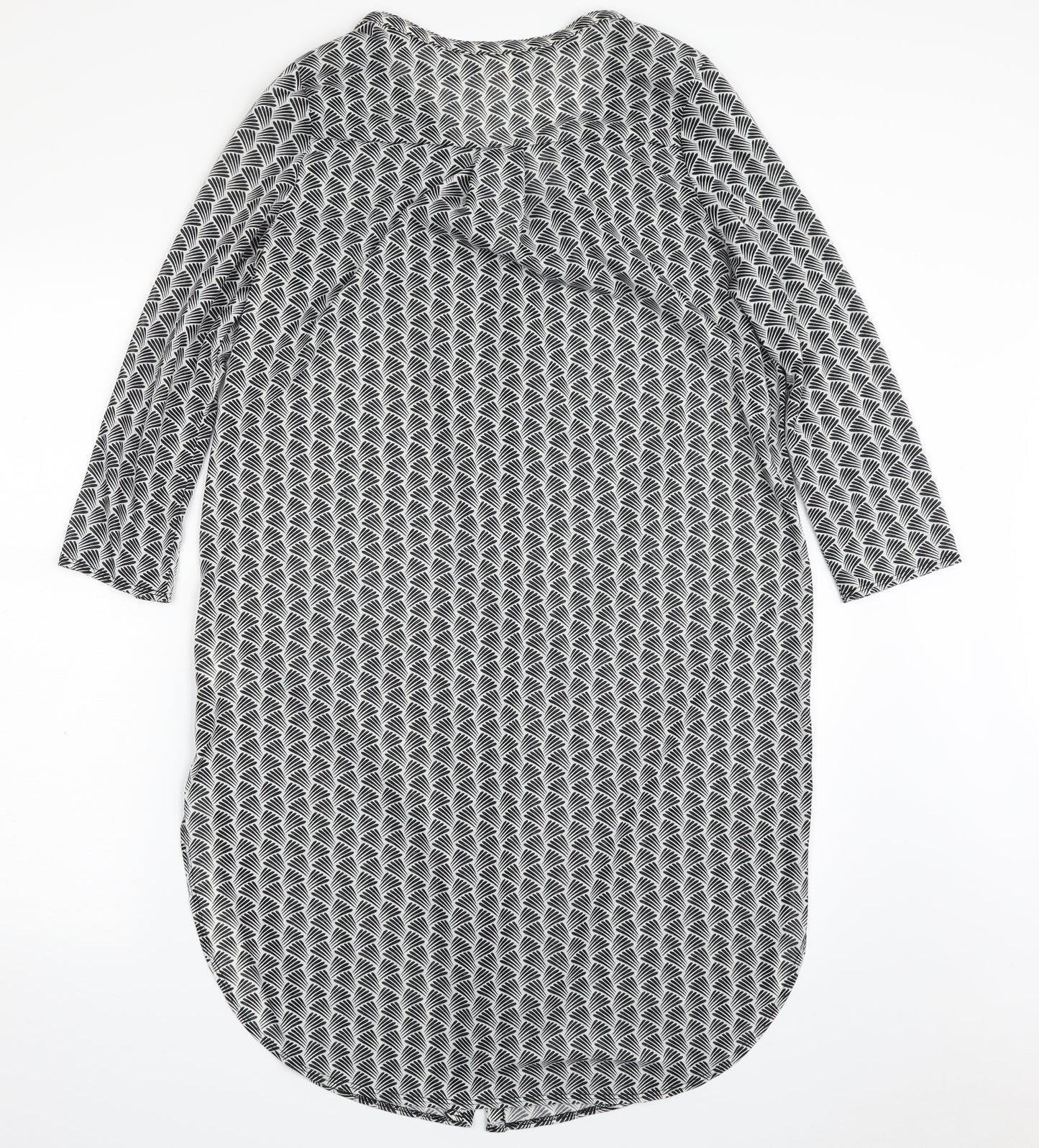 H&M Womens Black Geometric Polyester Shirt Dress  Size S  V-Neck Button