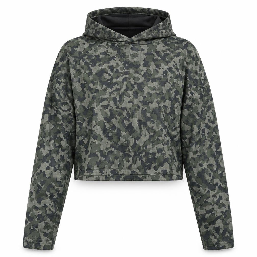 Atmosphere Womens Green Camouflage Polyester Pullover Hoodie Size 14  Pullover - Cropped