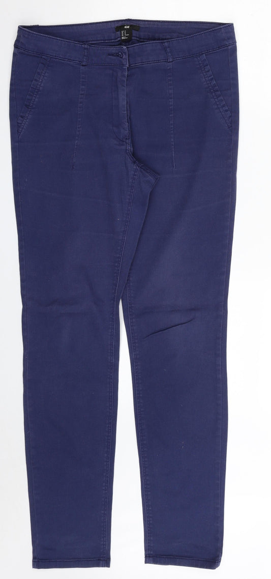 Preloved H&M Womens Blue  Cotton Jegging Jeans Size 14 L30 in Slim Zip - Front