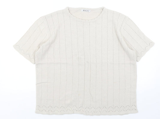 Berkertex Womens Beige Round Neck  Acrylic Pullover Jumper Size 18