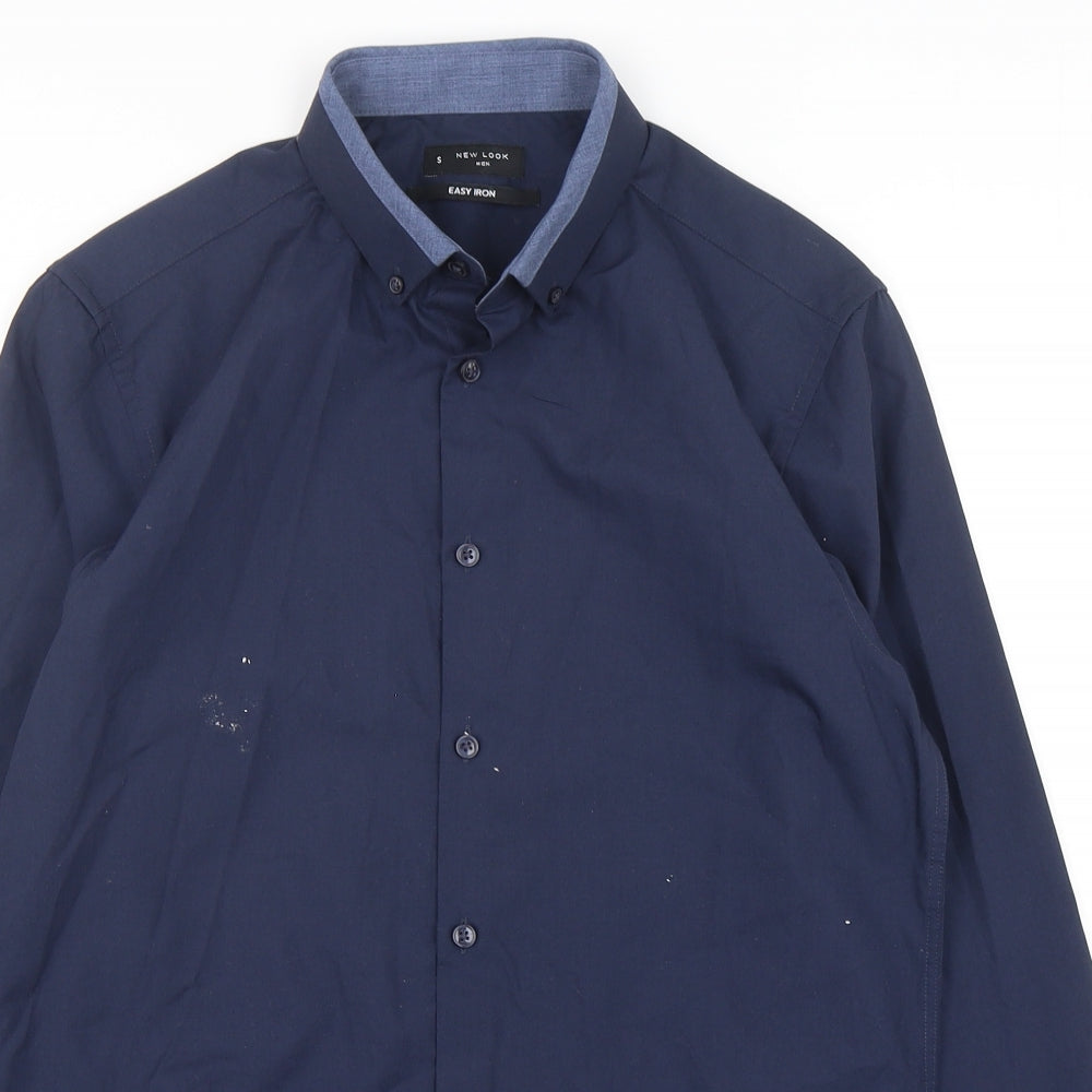 New Look Mens Blue  Polyester  Button-Up Size S Collared