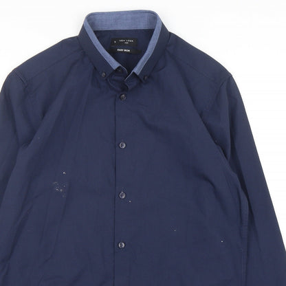 New Look Mens Blue  Polyester  Button-Up Size S Collared