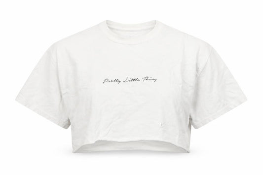 PRETTYLITTLETHING Womens White  Cotton Cropped T-Shirt Size S Round Neck