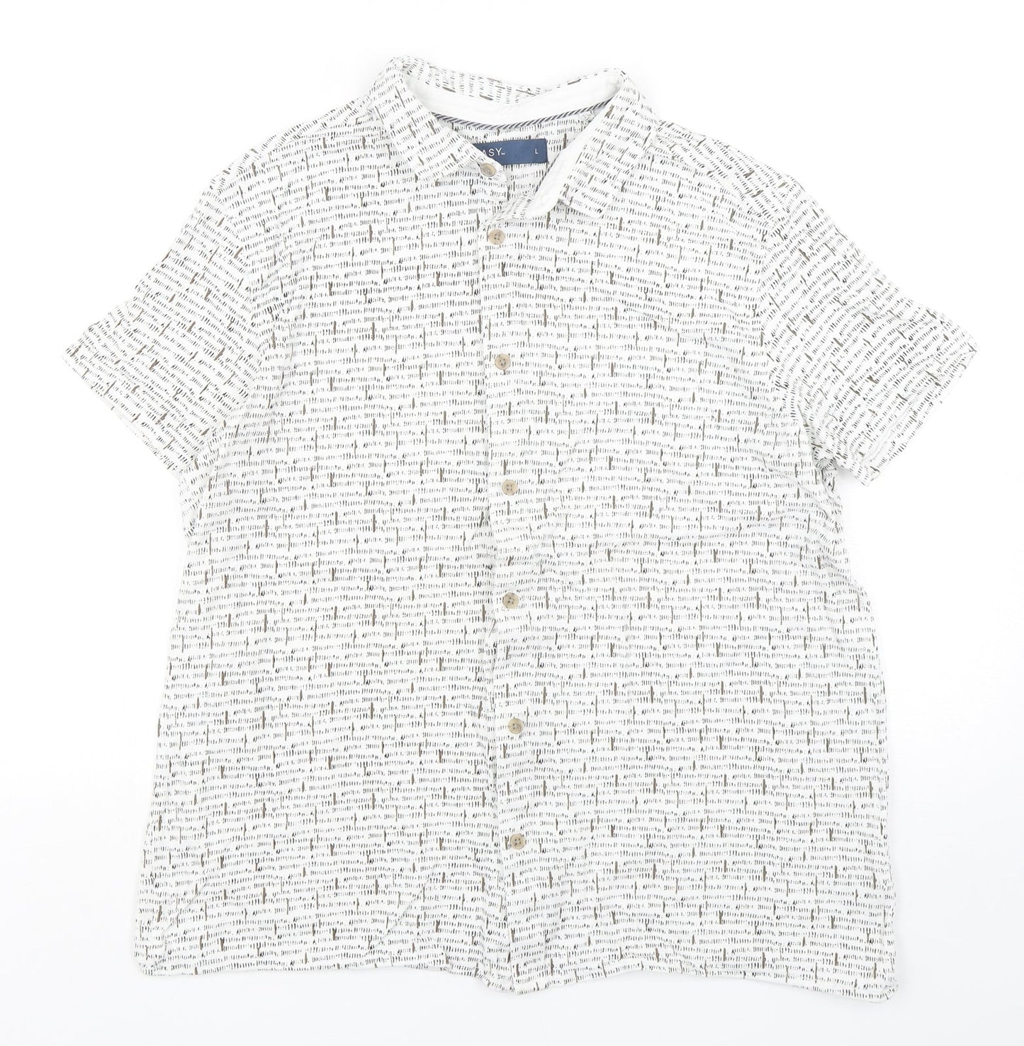 Easy  Mens Multicoloured Geometric Cotton  Button-Up Size L Collared