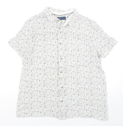 Easy  Mens Multicoloured Geometric Cotton  Button-Up Size L Collared