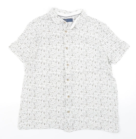 Easy  Mens Multicoloured Geometric Cotton  Button-Up Size L Collared
