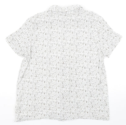 Easy  Mens Multicoloured Geometric Cotton  Button-Up Size L Collared