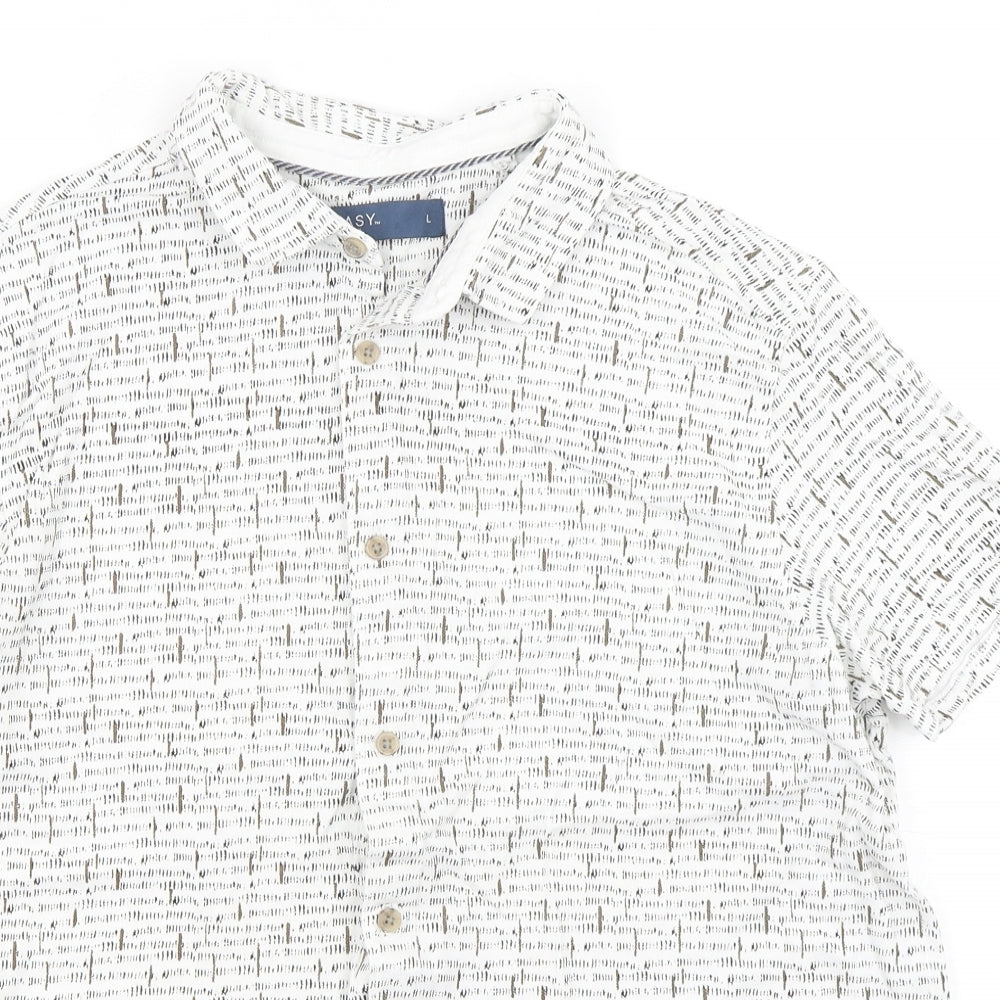 Easy  Mens Multicoloured Geometric Cotton  Button-Up Size L Collared