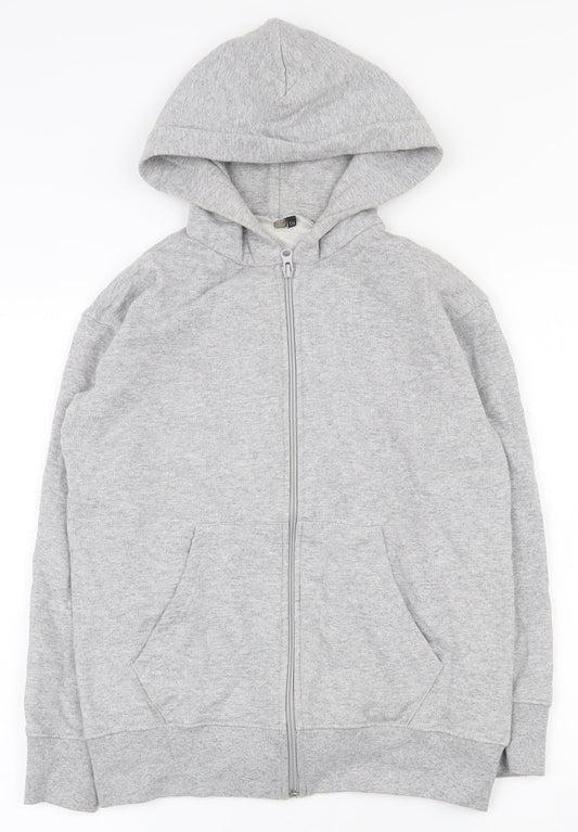 Preworn Girls Grey  Cotton Full Zip Hoodie Size S  Zip