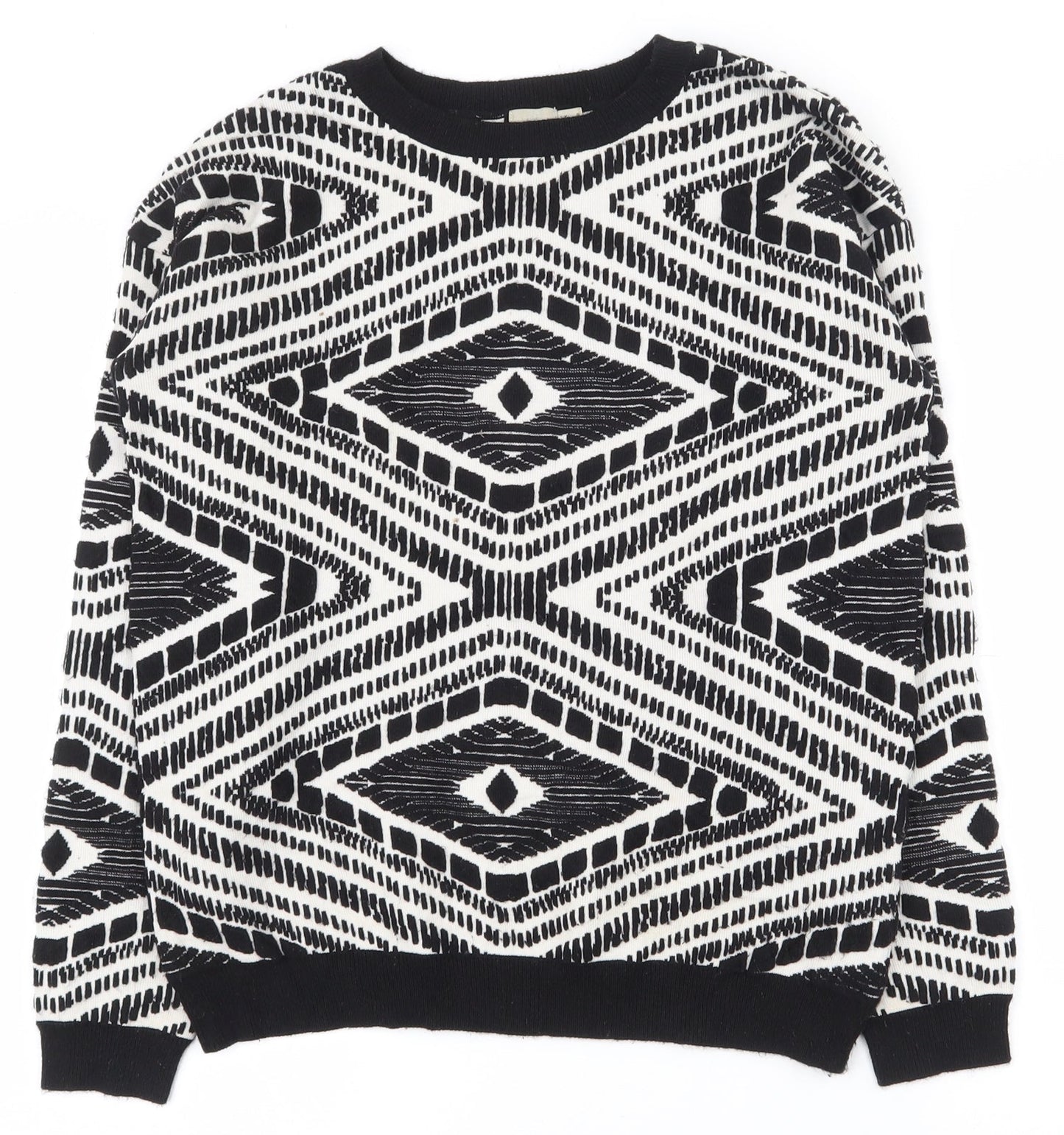 ASOS Womens Black Round Neck Geometric Nylon Pullover Jumper Size 8