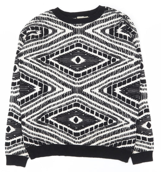 ASOS Womens Black Round Neck Geometric Nylon Pullover Jumper Size 8