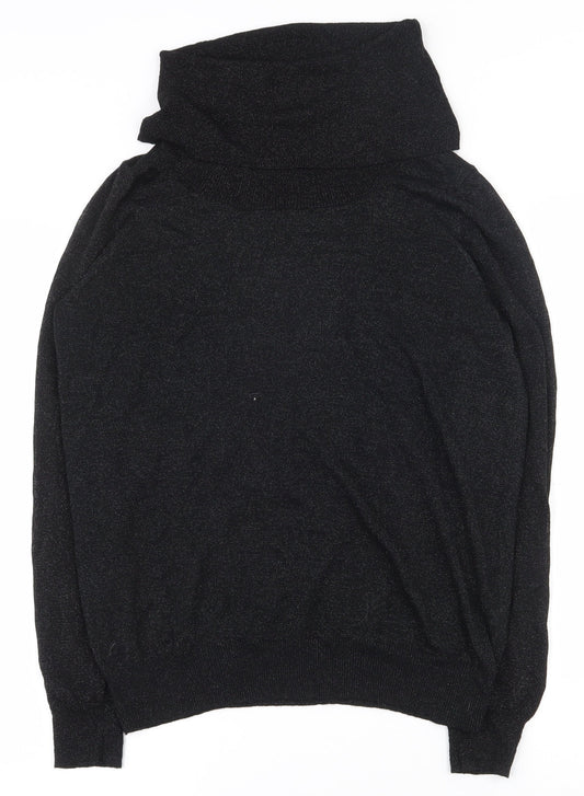 Preworn Womens Black Roll Neck  Viscose Pullover Jumper Size 14
