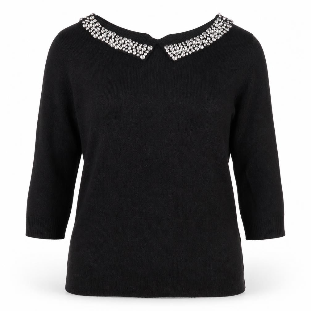 Dorothy Perkins Womens Black Collared  Nylon Pullover Jumper Size 12