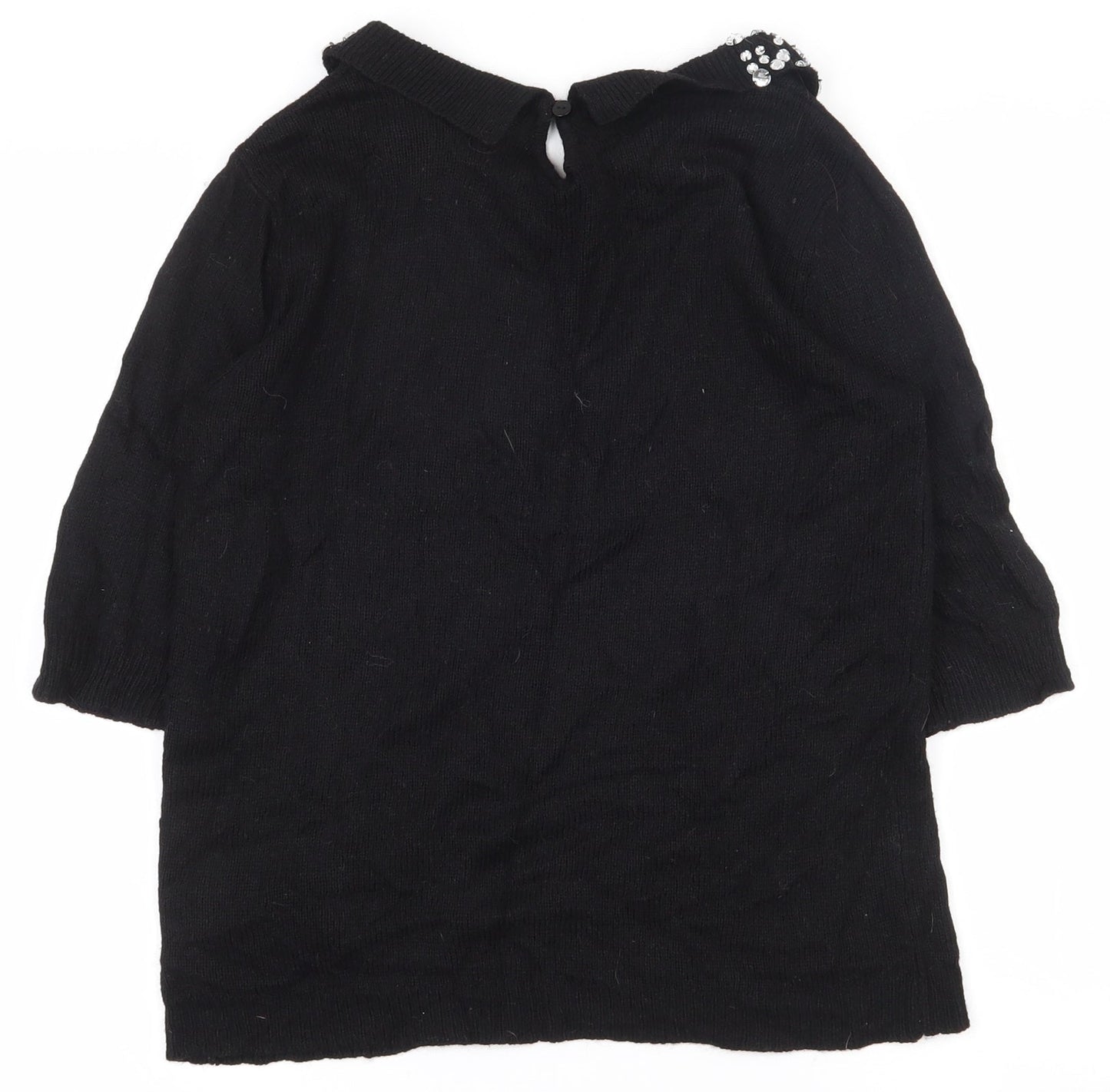 Dorothy Perkins Womens Black Collared  Nylon Pullover Jumper Size 12