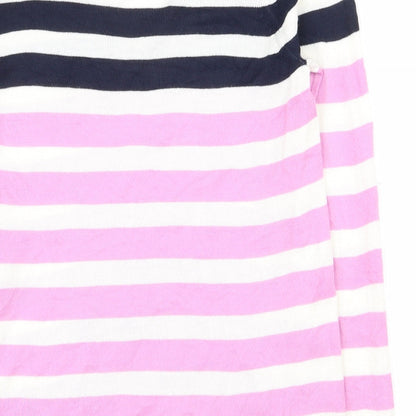 Marks & Spencer Womens Multicoloured V-Neck Striped Acrylic Pullover Jumper Size 10