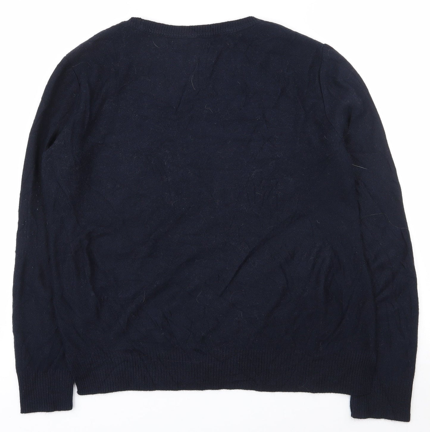 Nutmeg Womens Blue Round Neck  Acrylic Pullover Jumper Size 12