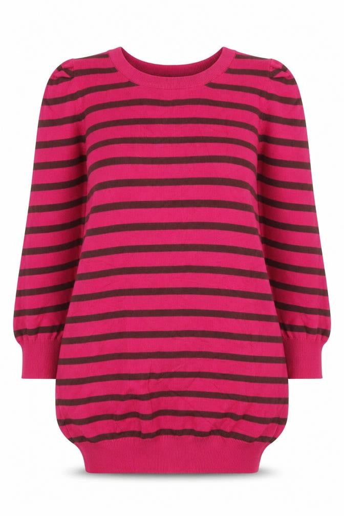 NEXT Womens Pink Round Neck Striped Viscose Pullover Jumper Size 8