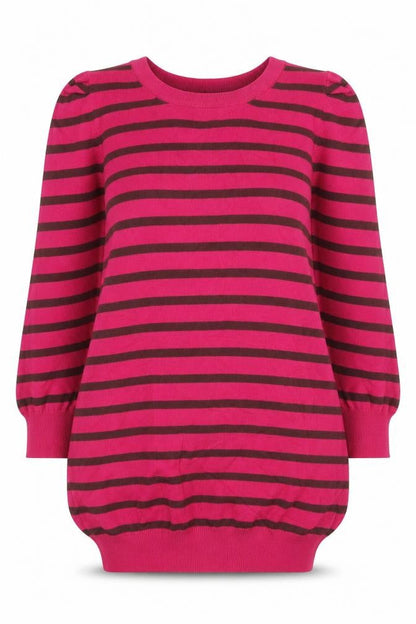 Next Womens Pink Round Neck Striped Viscose Pullover Jumper Size 8