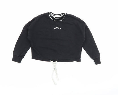Marks & Spencer Girls Black  Cotton Pullover Sweatshirt Size 7-8 Years