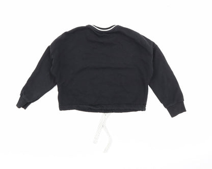 Marks & Spencer Girls Black  Cotton Pullover Sweatshirt Size 7-8 Years